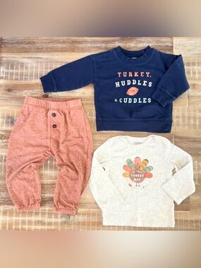 Carter’s & easy peasy Thanksgiving turkey football matching set outfit 12m